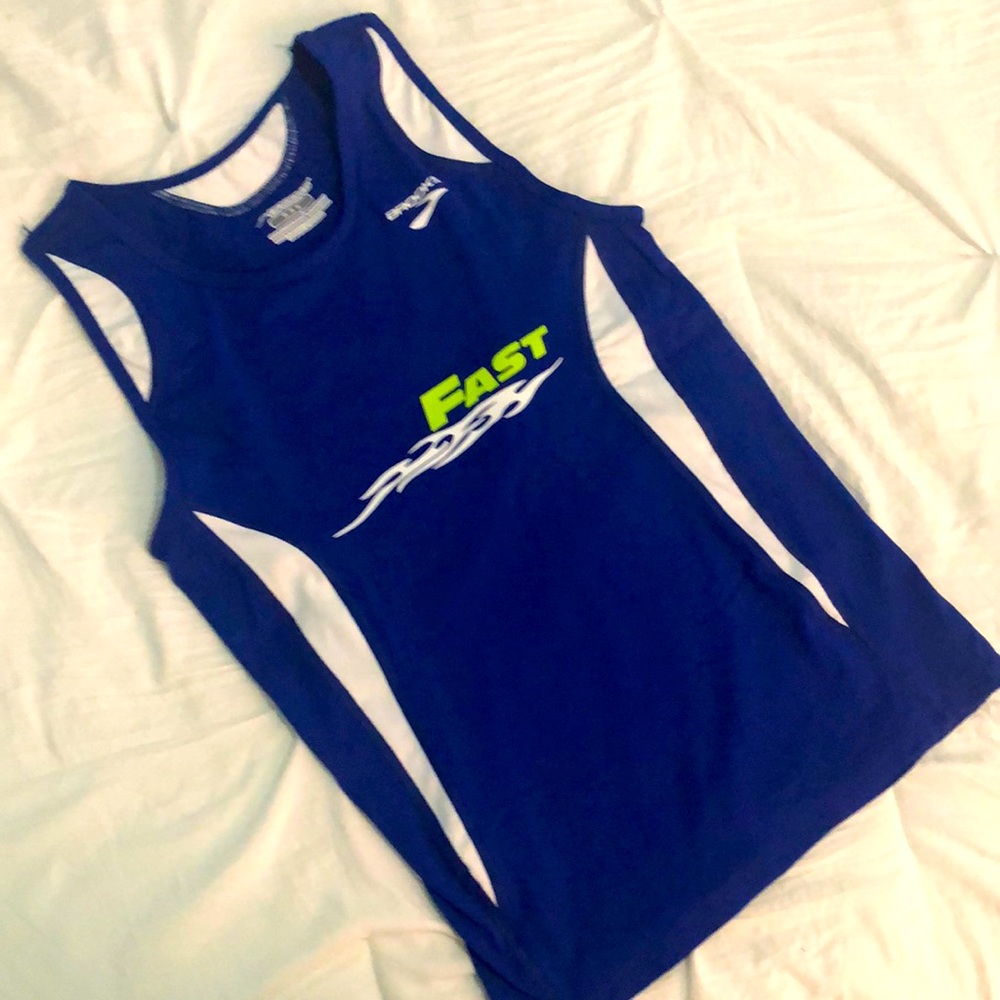 Brooks Blue and White FAST Graphic Tank Top